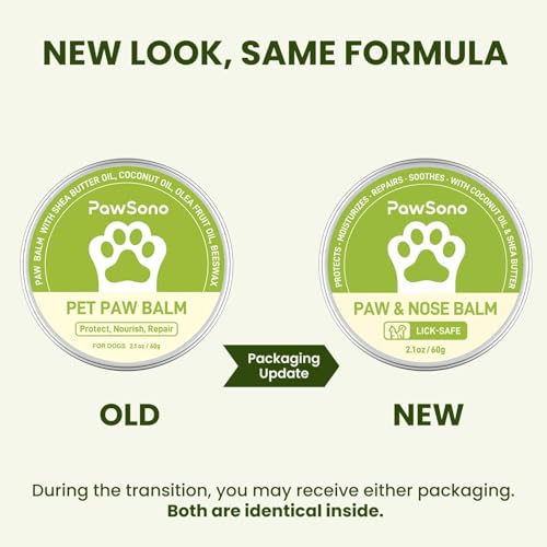PawSono Lick-Safe Dog Paw & Nose Balm with Coconut Oil | All-Natural Moisturizer & Soother for Dry, Cracked Pads & Snout |...
