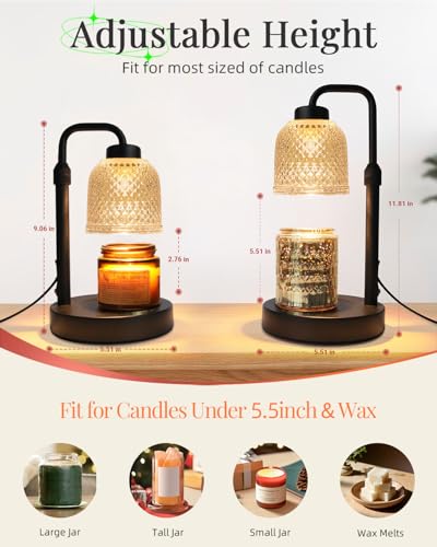 AIFEI Candle Warmer Lamp with Timer, Dimmable Adjustable Height Candle Lamp, Birthday Gifts for Women Mom Sister Friends, ...