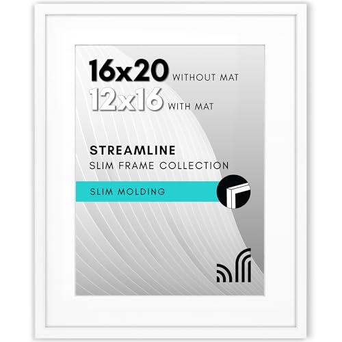 Americanflat 16x20 Picture Frame with Polished Plexiglass - Use as 12x16 Frame with Mat or Display 16x20 Photo Without Mat...