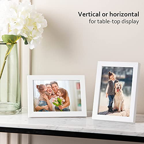 KINLINK 4x6 Picture Frame White Set of 4, Wooden Photo Frames with Plexiglass for 4x6 without Mat for Table and Wall Display
