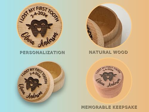 Custom Tooth Box, Wooden Tooth Fairy Box , Dropped Tooth Keepsake Storage Box for Boy and Girl , Baby Teeth Box Keepsake, ...