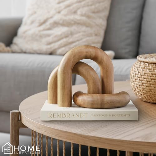 Product Elevations Wooden Arch Decor Set of 3 - Shelf Decor Aesthetic for Coffee Tables, Bookshelves, & Entryways - Acacia...