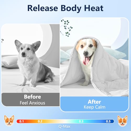 MIXJOY Cooling Blanket for Medium Dogs Breathable, Dual-Sided with Q-MAX>0.5, Lightweight Pet Cooling Throw Blanket Summer...