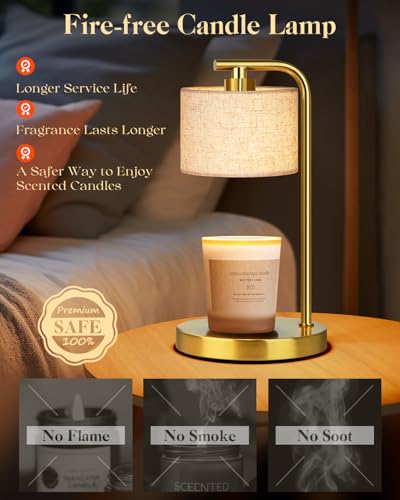 Candle Warmer Lamp with Timer Dimmer, Candle Lamp Warmer with Linen Shade - Birthday House Warming Gift for Women Mom Her...