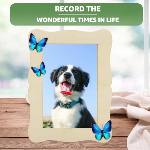 RHBLME 24 Pack Wooden Picture Frames 4x6, DIY Wood Picture Frames for Crafts, Unfinished Photo Frame for Birthday Party Ch...