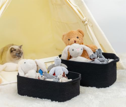 CubesLand Cute and Durable Small Cotton Rope Basket for Organizing, Woven Closet Storage Bin,Shelves Closet Storage Baske...