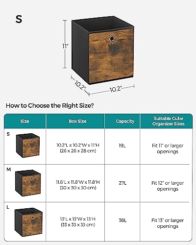 SONGMICS Storage Cubes, Set of 6 Storage Bins with Handles, Foldable Oxford Fabric and Non-Woven Fabric Storage Boxes, 10....