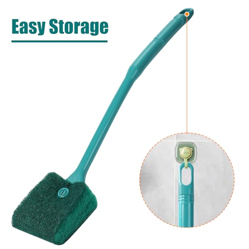 AQUANEAT Fish Tank Cleaning Tools, Aquarium Double Sided Sponge Brush, Algae Scraper Cleaner with Long Handle