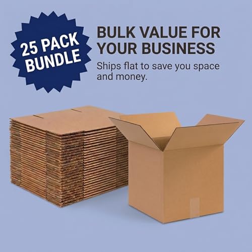 BOX USA Cube Shipping Boxes 12"L x 12"W x 12"H (25-Pack) - Corrugated Cardboard Box for Moving, Mailing, Packing, Packagin...