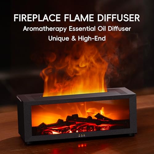 YALEDI Essential Oil Diffuser, 7 Colors Fireplace Flame Fire Oil Diffuser, 150ml Ultrasonic Aromatherapy Humidifier, Scent...