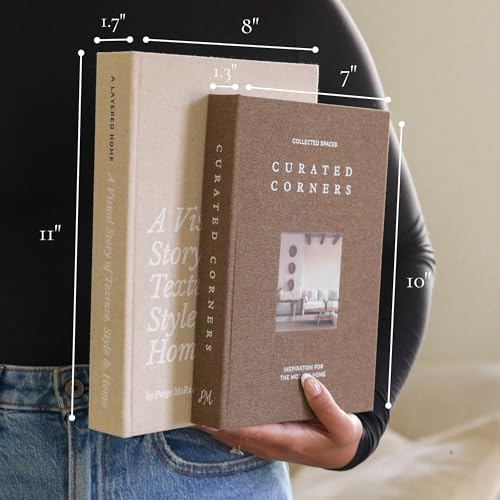 Decorative Books for Home Decor - 2 Linen Fake Books for Decorating Bookshelf, Coffee Table, Shelves - Faux Book Box for H...
