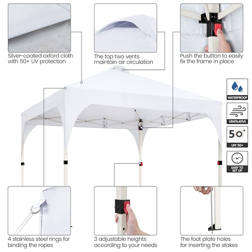 Yaheetech 10x10 Pop Up Canopy Tent with Vent, Easy Set Up Tent, Instant Sun Shelter Canopy with Wheeled Bag, 4 Sandbags, 1...
