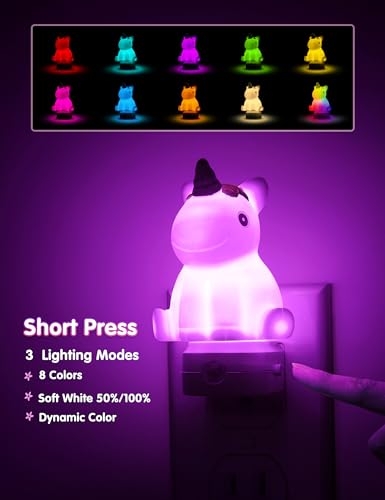 L LOHAS LED Plug-in Night Light for Kids, Cute Color Changing LED Night Light with Dusk to Dawn Sensor, Christmas, Birthda...