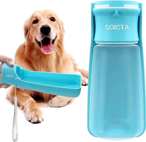 SOICTA Portable Dog Small Animals Water Bottle for Walking 19 OZ or 12 OZ Pet Water Bottles for Puppy Medium Large Dogs Li...