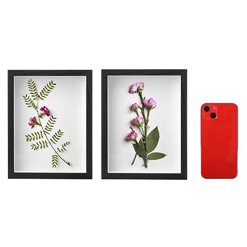 Hacaroa Set of 4 Shadow Box Picture Frame, 8 x 6 Inches Wood Frame Memory Display Case, 1.2 Inch Depth Shadow Boxes for Fl...