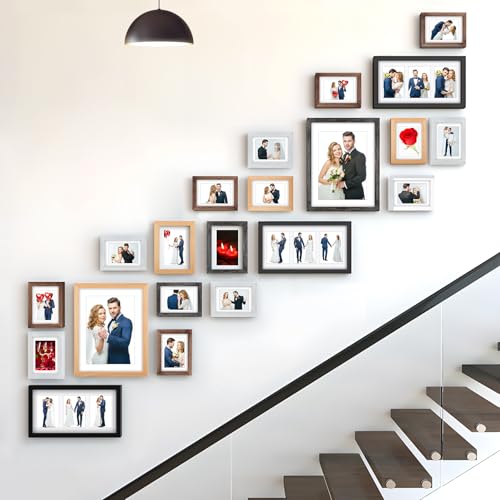 RPJC 8x14 Soild Wood 2 Opening Picture frames with High Definition Glass Display 4x6 and 5x7 with Mat or 8x14 Without Mat ...