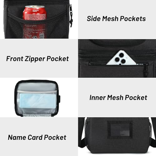 MIER 2 Compartment Lunch Bag for Men Women, Leakproof Insulated Cooler Bag for Work, Dark Grey, Medium