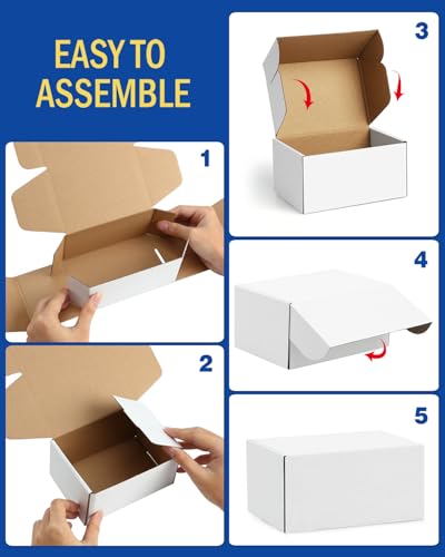 Poever Assorted-Sizes-Shipping-Boxes-45-Pack: 4x4x2 & 6x4x3 & 7x5x2 Small-Shipping-Boxes-Mailers, White Corrugated-Cardboa...