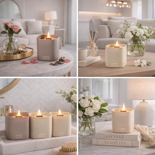 Set of 3 Premium Scented Soy Candles Gift Set | Nature's Bloom Collection - Gardenia, Hilton Garden and Rose & Oud | Crack...