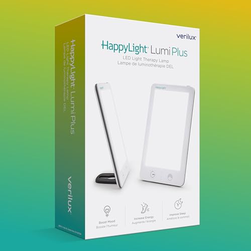 Verilux HappyLight Lumi Plus - Light Therapy Lamp with 10,000 Lux, UV-Free, LED Bright White Light with Adjustable Brightn...