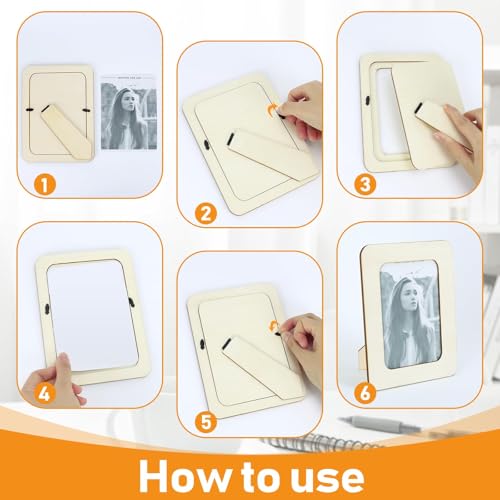 VOKOY 15 Pack Wooden Picture Frames for Crafts,DIY Wood Craft Picture Frames for 4" x 6" Photos,Unfinished Standing Photo ...