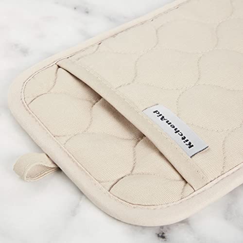 KITCHENAID Quilted Cotton Terry Cloth Oven Mitt, Pot Holder, Kitchen Towel 4-Pack Set, Heat Resistant, Silicone Grip, 16"x...