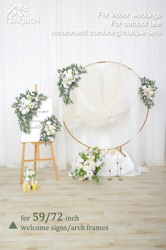 BMQDSM Wedding Arch Faux Flowers Set of 2 Wedding Welcome Sign for Wedding Decor Ceremony and Reception Backdrop Decoratio...