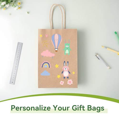 Brothersbox Small Brown Paper Bags with Handles 100PCS, 5.25 * 3.25 * 8 Inch Kraft Gift Bags Bulk for Craft Shopping Busin...