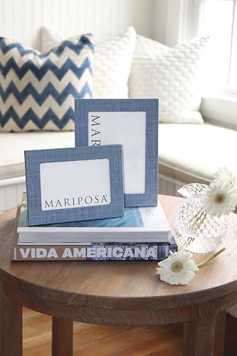 MARIPOSA HEATHER BLUE FAUX GRASSCLOTH 5x7 FRAME |BLUE | TEXTILE | FRAMES | DECORATIVE PHOTO FRAMES | VINYL | HANDMADE IN M...