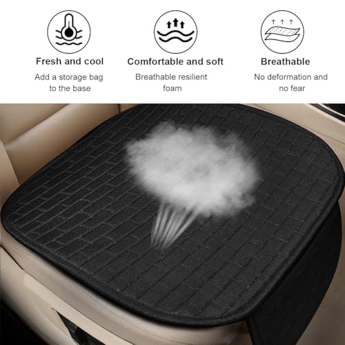 KVAEY Linen Back Car Seat Cover, Anti-Slip Long Bottom Rear Seat Cover Protector with Storage Pockets, Breathable Linen Re...
