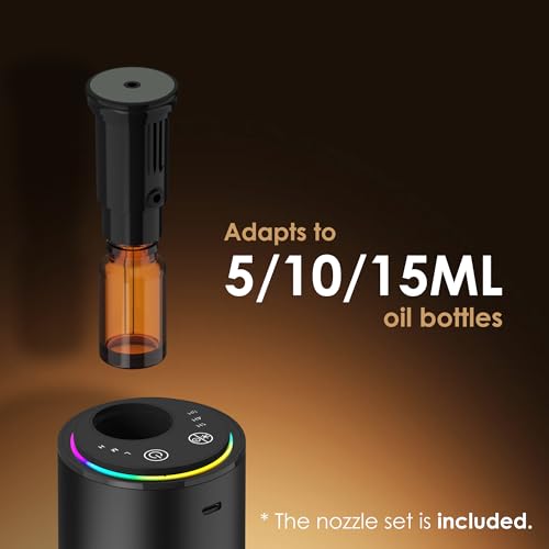 Waterless Essential Oil Diffuser, Portable Aromatherapy Diffuser,3 Countdown Timers & 3 Mist Levels for Home, Room, Car, O...
