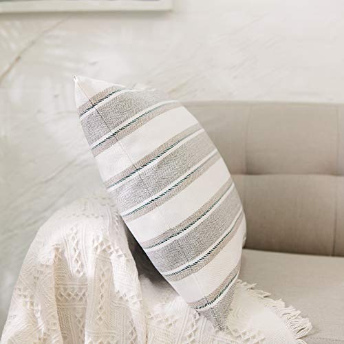 NATUS WEAVER mini Multi Color Stripe Pillow Case Soft Faux Linen Square Decorative Throw Cushion Cover Pillowcase with Hid...