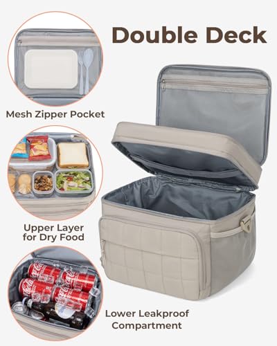 Puffer Cooler Bag 32 Cans Insulated Soft Sided Cooler Double Deck Collapsible Lunch Box for Picnic, Beach, Hiking, Campin...