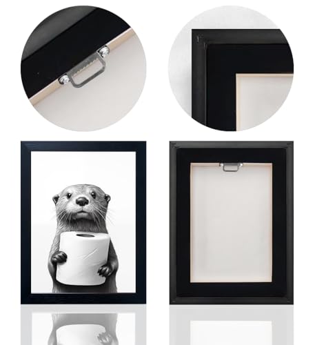 Bathroom Picture Wall Decor, Framed Black and White Bathroom Wall Art, Toilet Paper in Little Funny Raccoon's Hand Animal ...