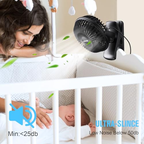 BESKAR Small Clip on Fan, 3 Speeds USB Fans with Strong Airflow, Clip & Desk Fans USB Plug in with Sturdy Clamp - Ultra Qu...