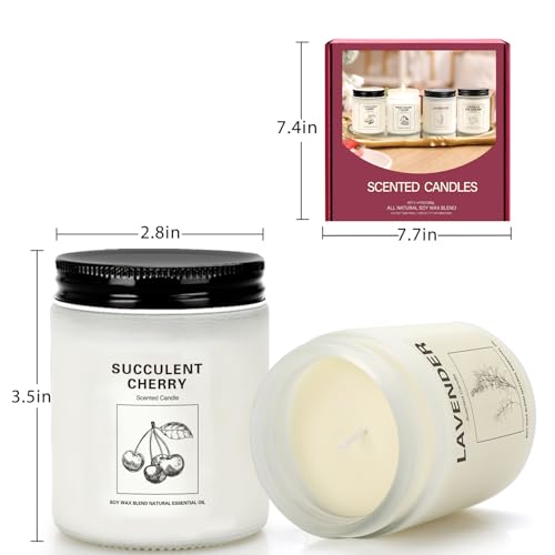 Soy Wax Scented Candle Gift Set, 4 Pack Lavender, Orange & Ginger, Vanilla Scents, Long Lasting Aromatherapy Candles for H...