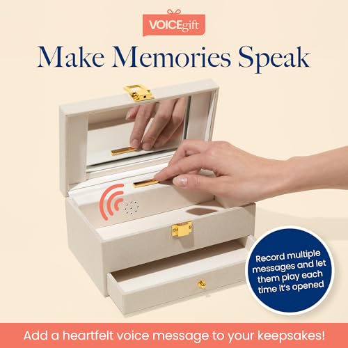 VOICEGIFT Memory Box, Recordable Memory Box with Removable Voice Recorder Module, Decorative Keepsake Box for Photos & Jew...