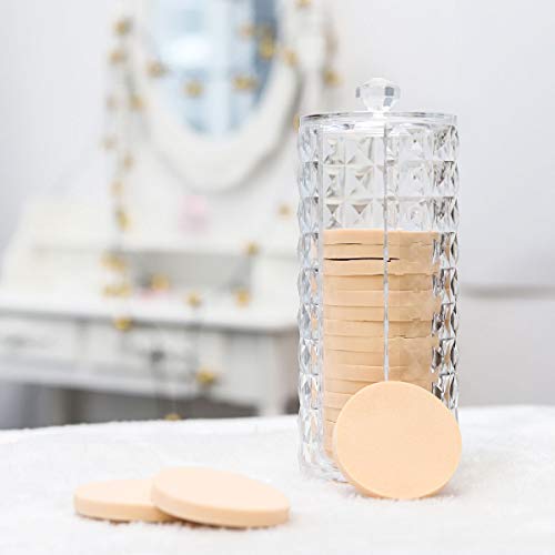 Luxspire Acrylic Makeup Cotton Round Holder, Clear Diamond Pattern Cotton Pads Organizer Container Display Stand Cosmetic ...