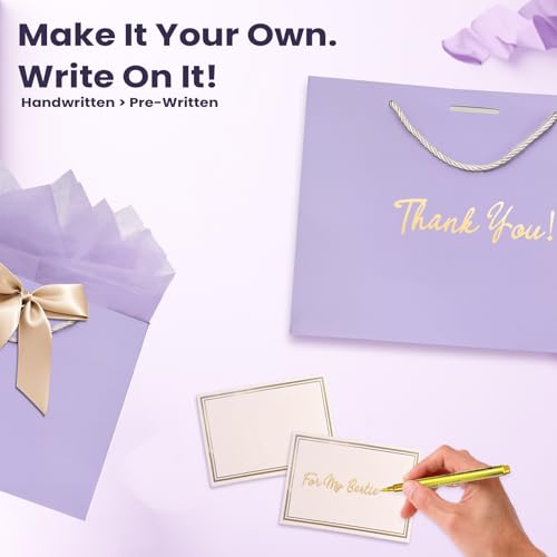 PrintGuru 13” Large Purple Gift Bag with Handles, Birthday Gift Bag with Tissue Paper and Greeting Card, Birthday Bag for ...