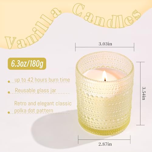 DARJEN Vanilla Candles for Home- 6.3oz 42H Natural Soy Wax Aromatherapy Jar Candle with Strong Scent, Decorative Aesthetic...