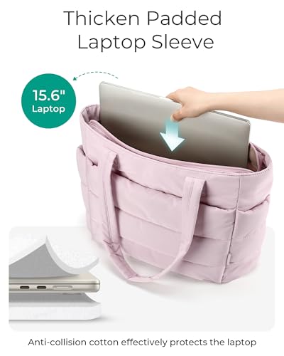 BAGSMART Tote Bag for Women, Lightweight Puffy Tote Bag with Compartments Shoulder Bag Handbag for Travel, Work, Gym | Lig...