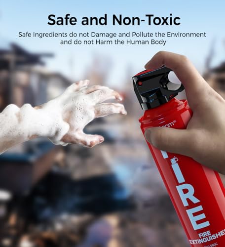 AmzBoom 2-Pack Fire Extinguisher for Home, Kitchen, Car, and Grill with Mounting Bracket– Extinguishing Spray, Compact A, ...
