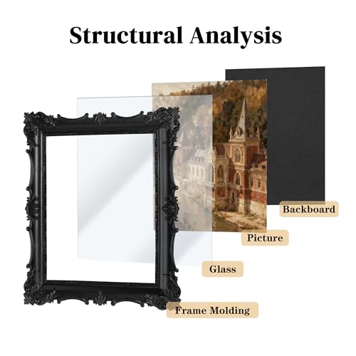 MXMHOME Vintage Picture Frame with Embossed Flower Design, Ornate Photo Frame, Hand-Crafted Resin Antique Frames for Table...