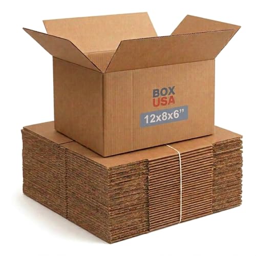 BOX USA Small Shipping Boxes 12"L x 8"W x 6"H (25-Pack) - Corrugated Cardboard Box for Moving, Mailing, Packing, Packaging...