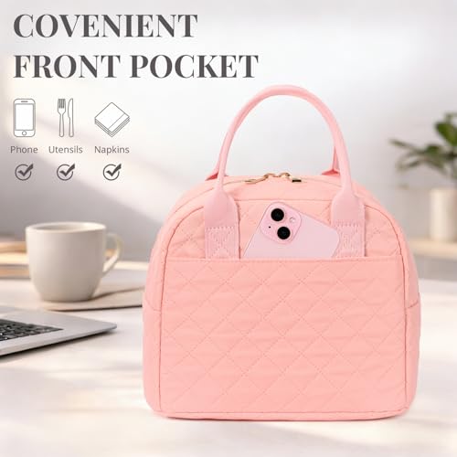 Lunch Bag for Women, Insulated Lunch Box, Reusable Water-Resistant Lunchbox Cooler with Front Pocket, Large Capacity Lunch...