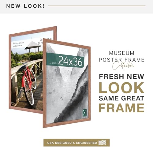 MCS Museum Poster Frame 24x36 Medium Oak, Vertical & Horizontal Wall Hanging Large Picture Frame for Photos, Posters & Art...