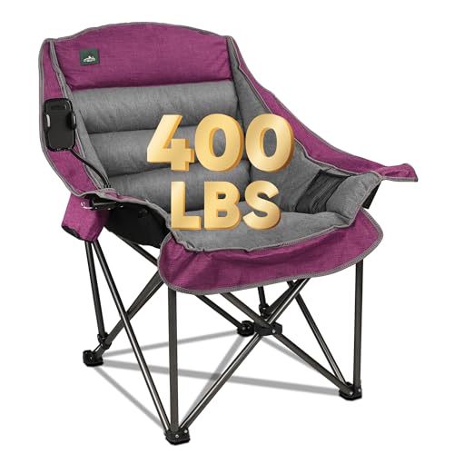 Northroad Oversized XL Padded Camping Chair w/Cell Phone Holder, Large Camp Lounge Chair, Foldable Lawn Chair w/Cup Holde...