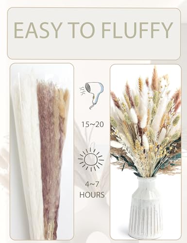 xin's convey 126pcs Dried Pampas Grass Decorations, Dried Flowers Bouquet, Reed Grass Bouquet for Boho Floral Wedding, Bed...