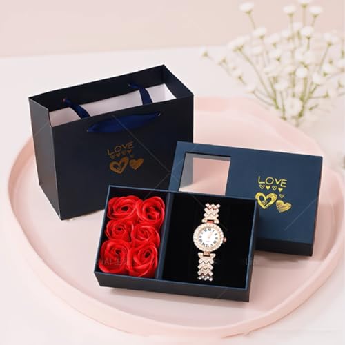 YUTAOWH Rose Necklace Box Jewelry Gifts Box Eternal Rose Necklaces Bracelets Box Mother's Day Thanksgiving Birthday Romant...