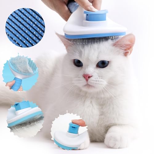 JRKOETY Cat Brush Self Cleaning, Ergonomic Handle,Slicker Cat Brush with Release Button,Tool Suitable for Cats and Dogs Pe...